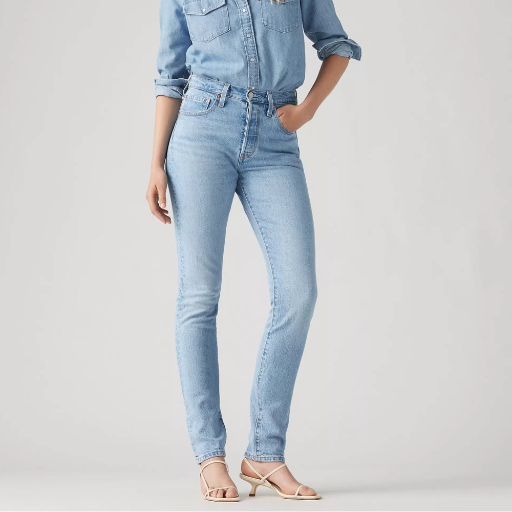 Women’s Levi's 501 Skinny Jeans Blue High Rise Denim Pants High Waisted Size 27 - Picture 3 of 16